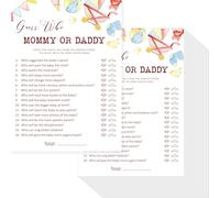55PCS Baby Shower Games, Guess Who Mommy or Daddy Game Cards Fun Baby Shower Party Games Gender Neutral for Girls or Boys