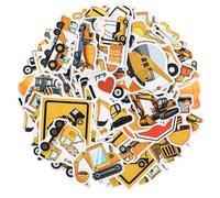 55pcs Construction Stickers, Truck Stickers Digger Funny Party Favors Supplies Birthday Decorations Vehicle Waterproof Tractor Reward Stickers for Kids Adults Water Bottle Laptop