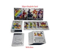 (55pcs English Cards5) New Pokemon Cards Gold Silver Vmax GX Card Box Charizard Pikachu Rare
