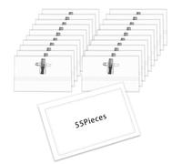 55pcs Name Badges, Transparent Badge Holder Waterproof Horizontal Id Holders with Pin and Clip for School Hospital Offices Etc(9 * 5.6cm)