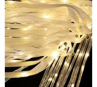 55Pcs Wedding Wands Ribbon Streamers with 3 Colorful Flashing Modes Wedding Streamers Light Up Fairy Ribbon-Wands White Glow Sticks with Bells Lighted Wedding Wands LED Light up Wands for Wedding