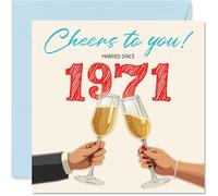54th Anniversary Card for Women Men - Cheers! Married Since 1971 - Happy 54 Year Anniversary Card for Partner Husband Wife Companion, 145mm Wedding Anniversaries Greeting Cards