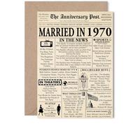 55th Anniversary Card for Women Men - Newspaper Married in 1970 - Happy 55 Year Wedding Anniversary Card for Companion Partner Husband Wife, 5x7 Inch Anniversaries Greeting Cards