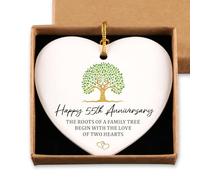 55th Anniversary Marriage Gift for Couple Ornament Keepsake Sign Heart Plaque Happy 55th Anniversary Ideas Gifts for Couple 55 Year Anniversary Wedding Gifts for Her Him Husband Wife