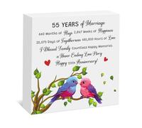 55th Anniversary Marriage Gift for Couple Wood Box Sign 55 Years of Married Gifts Anniversary Wedding Gifts for Her Him Wife Husband Friends Wooden Plaque Box Sign Desk Decor