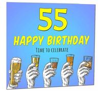 55th Birthday Card for Men Him Beer Drinks Men's Birthday Card for 55 Year old Woman Mum Aunt Ladies Friend Sister Grandma fifty five fifty fifth Niece Nanny
