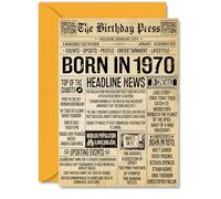 55th Birthday Card for Men Women - Bday Press Newspaper 1970 - Happy 55 Birthday Cards for Daughter Sister Wife Son Uncle Colleague, A5 Bday Greeting Cards