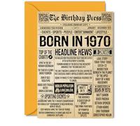 55th Birthday Card for Men Women - Bday Press Newspaper 1970 - Happy 55 Birthday Cards for Wife Dad Brother Neighbour Husband Sister, 5x7 Inch Bday Greeting Cards