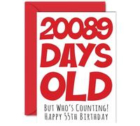 55th Birthday Card for Men Women Him Her - 20089 Days Old - Funny Adult Happy Birthday Card for Brother Sister Mum Dad Nan Grandad, A5 Humour Joke Greeting Cards