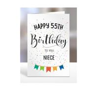 55th birthday card for niece, gifts for girl, girls, her, female, presents for women, from auntie, aunt, uncle, step, bonus, 55 years old, Happy to you, A5-163e_55