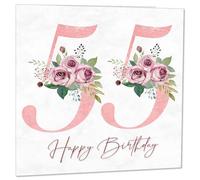 55th Birthday Card for Women - Floral 55th Birthday Cards for 55 year old woman fifty five fifty fifth Ladies Nan Grandma Mum Aunt Sister Mum Friend