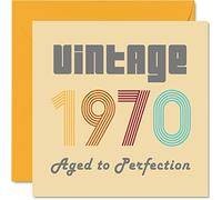 55th Birthday Cards for Men Women - Vintage 1970 Aged To Perfection - 55 Birthday Card Funny for Her Him, 145mm Greeting Cards Mum Dad Grandad Grandpa Grandma Nanny