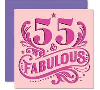 55th Birthday Cards for Women - Fabulous - Happy Birthday Card for 55 Year Old Woman Auntie Colleague Neighbour Grandma, 145mm Bday Greeting Cards