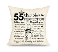 55th Birthday Cushion Decoration Gifts for 55 Years Old Women Birthday Cushion Cover Throw Pillow Cover for Turning 55th Gifts for Men 50th Anniversary of Birth Decorative Pillow Cases 45x45cm (55)