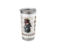 55th Birthday Dog Lover April 1971 Vintage 55 Years Old Men Stainless Steel Insulated Tumbler