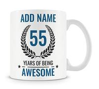 55th Birthday Gift for Men - Personalised Mug/Cup - Add Name - 55 Years of Being Awesome