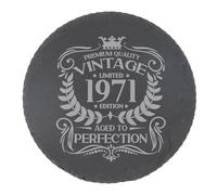 55th Birthday Gift for Men Vintage 1971 Aged to Perfection Engraved Slate Coaster Present for 55 Year Old Etched Natural Slate Placemat (Round Slate)