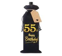 55th Birthday Gifts for Men, Decorative 55th Birthday Wine Gift Bag with Tag and Drawstring