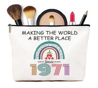 55th Birthday Gifts for Women, 55th Birthday Decorations Makeup Bags for Her, 55th 1971 Year Old Cosmetic Bags for Mum, Wife, Sister, Bestie, Best Friend, Travel Toiletry Bag