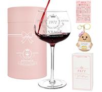 55th Birthday Gifts for Women, Vintage 1971 Platinum Print Wine Glass