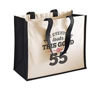 55th Birthday, Keepsake, Funny Gift, Gifts For Women, Novelty Gift, Ladies Gifts, Female Birthday Gift, Looking Good Gift, Ladies, Shopping Bag, Present, Tote Bag, Gift Idea (Black)