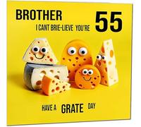 55th Brother Birthday Card - Cheese Pun Funny Brothers Birthday Card for 55 Year old fifty five fifty fifth