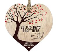 55th Wedding Anniversary Wooden Heart Plaque, Light Wood Sign Keepsake, Celebrate Emerald Anniversary Wife Husband Boyfreind Girlfriend Mum or Dad, Plaque with Quotes Gifts from the Kids
