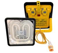 55W Task Light 110V Linkable Work Light 2x16 Amps Sockets IP44 Rated for Work Sites and Construction