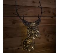 55x69cm Warm White 20 LED Christmas Stag Wall Hanging Xmas Decoration Samuel Alexander White One Size