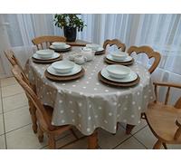 55x78" (1.4x2.0M) OVAL PVC/VINYL TABLECLOTH - CHAMPAGNE POLKA DOT - 6 SEATER