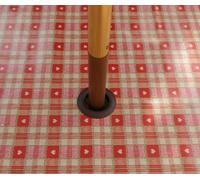 55x78" (1.4x2.0M) OVAL PVC/VINYL TABLECLOTH - RED HEARTS WITH PARASOL HOLE