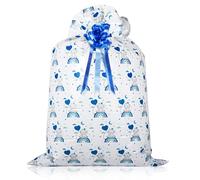 56× 36 inches Extra Large Gift Bag Baby Shower Baby Boy Gift Bag for Presents, Jumbo Plastic Gift Bag for Baby Shower Birthday, Blue