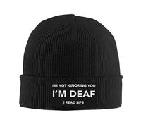 56 Beanie Hat I'm Not Ignoring You I'm Deaf I Read Lips Knit Hat Cozy Winter Hat Soft Knit Cap for Outdoor Running Camping