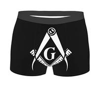 56 Boxer Shorts Freemason Square Compass Logo Men'S Underwear Soft Mens Boxer Breathable Boxer Briefs For Suitable Sports Suitable All Occasions XL