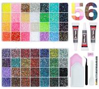 56 Colors Rhinestones for Bedazzling, 2 Boxes 3mm Multicolor Resin Jelly Flatback Gems with 3 Pcs B7000 Jewelry Glue & Tools, Bedazzler Kit for DIY Crafts Book Clothes Makeup Shoes Gifts Decor