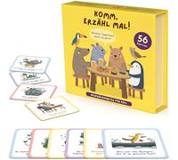 56 Conversation Cards for Children - Narrative Cards, Self-Reflection, Fantasy & Exchange - 4 Categories with Child-Friendly Questions - Family Game for Open Conversations + Magnetic Box Ideal as a