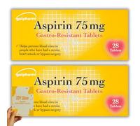 56 Gastro-Resistant Coated Tablets - 75mg EC Formula (2 Packs of 28 Each) - TDY Bundle Including Information Guide