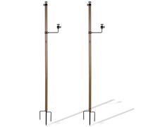 56'' Heavy Duty Trail Camera Mount with Solar Panel Arm - 2-in-1 Adjustable Steel Ground Stake, 360° Swivel Mounts, 3-Spike Base for Hunting/Outdoor Security Camera & Solar Panel(2 Pack & Brown)