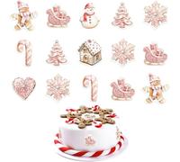56 Pack Edible Merry Christmas Cupcake Toppers Wafer Paper Antler Santa Claus Hat Cupcake Picks for Celebrating Merry Christmas Theme Holiday Party Supplies