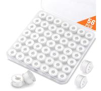 56 Pcs Bobbins for Sewing Machine Bobbins, White Sewing Machine Thread with Bobbin Case, Sewing Thread Bobbins, Sewing Machine Accessories for Handheld Sewing Machine, Embroidery Machine