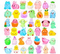 56 Pcs Easter Luminous Mini Resin Figurines 56 Style Glow in The Dark Little Small Resin Miniatures to Hide Bulk Bunny Chick Figures for Easter Party Favors Egg Fillers Micro Garden Landscape Decor