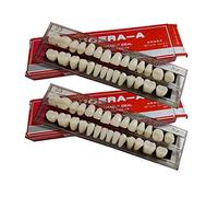 56 Pcs False Teeth Dental Complete Acrylic Resin Denture Teeth, 2 Set Whole Teeth Synthetic Polymer Denture Tooth, 23 Shade A2 Upper + Lower Dental Materials for Replacement, DIY, or Halloween (23 A2)