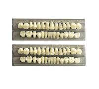 56 Pcs False Teeth Fake Teeth 2 Sets Synthetic Resin Dental Tooth, Upper Lower Denture Tooth, Party Horror Prop Makeup DIY Replacement, 22 A3