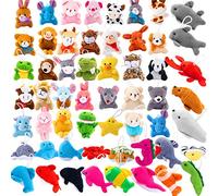 56 PCS Mini Plush Animals Toys Bulk, Small Stuffed Ocean Animal Toy Set, Keychain Decoration for Claw Machine, Birthday Party Favor, Goodie Bag Fillers, Christmas, Classroom Prize Box, School Reward