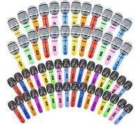 56 Pieces Inflatable Microphones Bulk Large Blow up Microphone Assorted Colors Inflatable Microphone Pretend Play Microphone Inflates for Birthday 80s 90s Musical Concert Party Supplies, 2 Styles