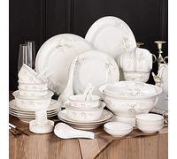 56 Pieces Porcelain Dinner Set, Crockery in Vintage Look Hand Painted Ceramic Combination Sets Dinnerware Set