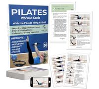 56 Pilates Cards- Produced by a Certified Instructor- 40 mat exercises- Optional to use with Pilates Circle exercises- Stott Pilates workout cards- Enhance workout with the Ring and Ball - Detailed