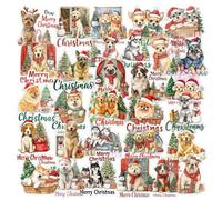 56 Small Christmas Stickers for Crafts - Dog Theme Decals Festive Decorations | Stickers Party Favors | Scrapbooking Window Indoor Outdoor Home Office