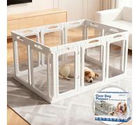 56" x 37" Clear Playpen for Dogs, Effectively Relieves Indoor Pet Anxiety, Suitable for Dogs, Guinea Pigs, Bunny and Ferrets, White