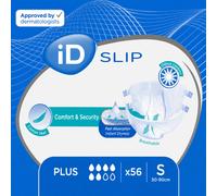 56 x iD Slip Plus Small Adult Unisex Incontinence Slips | 4 Packs of 14